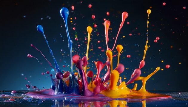 colorful paint drops create an energetic and lively scene evoking creativity and vibrancy