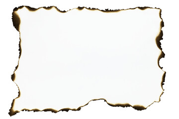 Burnt paper frame with vintage border and copy space, isolated on white background with clipping path.