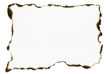Burnt paper frame with vintage border and copy space, isolated on white background with clipping path.