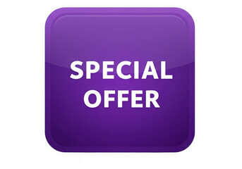 3d purple special offer button isolated on transparent background