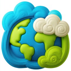 Playful Clay Earth and Clouds Illustration