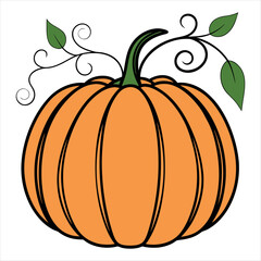 Ripe orange pumpkins and colorful autumn leaves, perfect for seasonal harvest, fall, and Halloween decorations