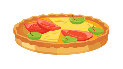 Delicious tomato and olive tart illustration
