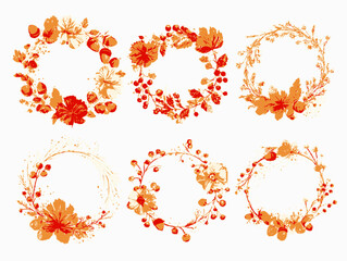 Autumn Floral Wedding Wreaths &ndash; Vector Frames for Invitations