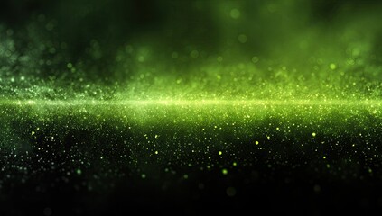 Abstract glowing green particles