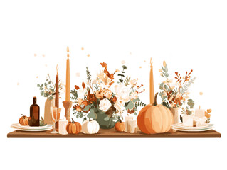 Fall Wedding Table Decor &ndash; Vector Clipart Pack