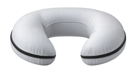 Neck pillow isolated on transparent background for travel comfort and support with soft fabric and ergonomic design