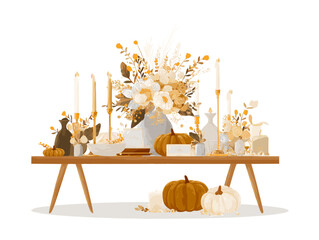 Fall Wedding Table Decor &ndash; Vector Clipart Pack