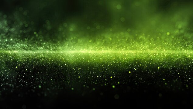 Abstract glowing green particles