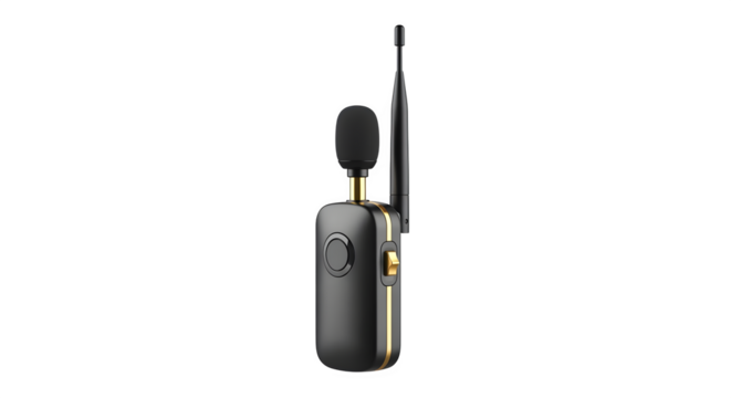 Isolated black microphone and antenna device .ai generative, transparent background, white background. isolated on white background, png, jpeg, jpg.