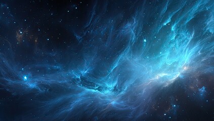 Cosmic nebula, swirling blues and darks