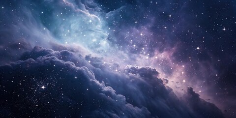 modern detailed professional high quality Cosmic Clouds in a Starry Night Sky