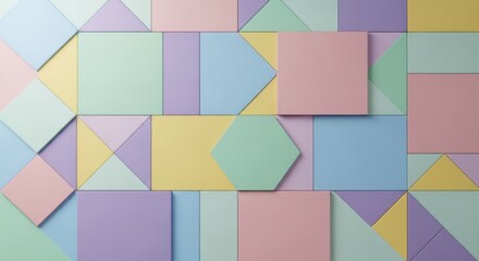 Delicate pastel-toned geometric shapes create a soothing abstract mosaic pattern