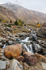 autumnal landscape inside Forni’s Glacier Valley, Santa Caterina Valfurva, Bormio, Sondrio