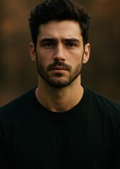 Fototapeta premium Pensive man in natural setting.