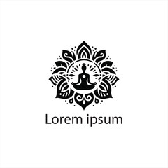 Elegant Black Yoga Logo Design Collection on White Background