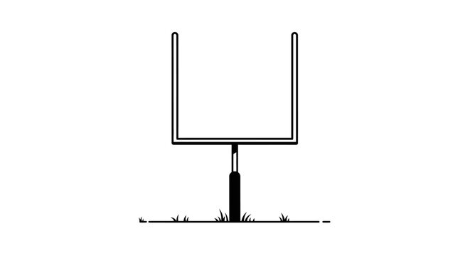 A simple black and white illustration of a football goalpost.