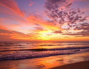 Dramatic sunset over the ocean
