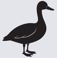 duck silhouette vector art illustration, duck isolated on white background