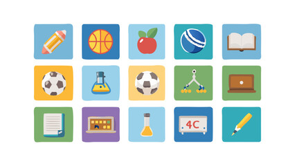 Collection of school and sports related icons