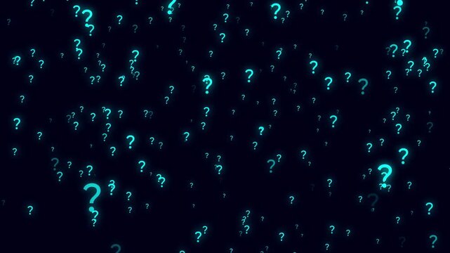 Question mark animation pop up question mark flat. Flying Through Glowing White color Question Mark. Concept, quiz, education, riddle, puzzle, secret. question mark sign flaying background.