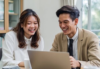 Obraz premium Business Meeting Atmosphere Young Professionals Collaborating in Office Space Dynamics