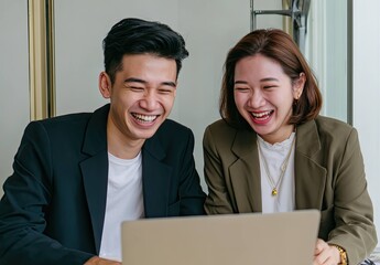 Fototapeta premium Young Business Professionals Collaborate in a Bright Dynamic Office Culture and Digital Engagement