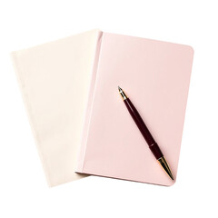 Dreamy Pink Notebook With Poised Pen.. On a White or Clear Surface PNG white or Transparent Background