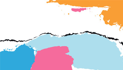 Abstract multicolored spots brush strokes in pastel tones on transparent background