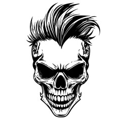 Cool Vintage Skull With Fashionable Hairstyle. Vector illustration.