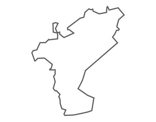 Kakinada  district gray line map Andhra pradesh, india