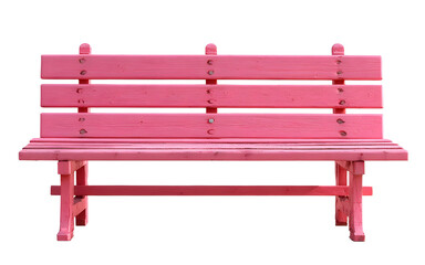Pink Wooden Park Bench on White Background