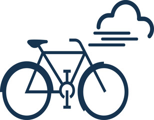 Bicycle with wind symbol illustration, perfect for promoting eco-friendly transportation, cycling, outdoor activities, and green energy concepts. Minimal, clean, and versatile vector design