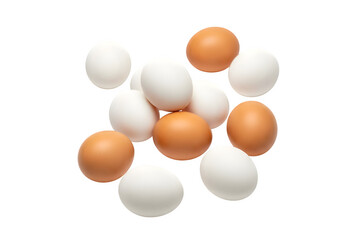 a group of raw eggs on a plain white background

