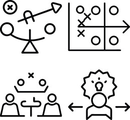 Strategic planning and decision making icons