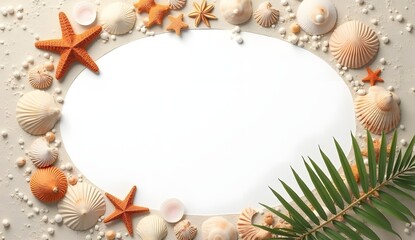 Obraz premium Summer Beach Frame with Starfish and Seashells