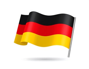 Naklejka premium German flag waving on a white background