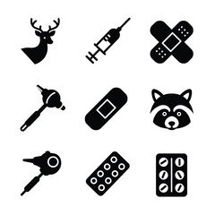 Wildlife Veterinary Medical Icons Set