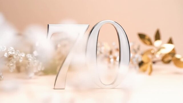 Elegant silver number seventy background