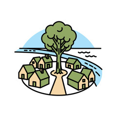 A symbol of honest labor: a person with a hoe over their shoulder, prepared to till the earth and cultivate growth.