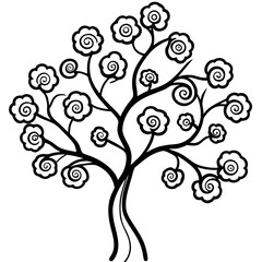 Blossom Spiral Tree on White