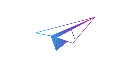 Naklejka premium A paper airplane with a gradient of blue and purple on a white background.