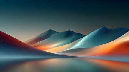 Luminous Textured Dunes of Teal and Orange Reflecting at Dusk.
