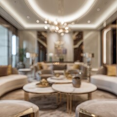 Fototapeta premium Blurry interior view of a luxurious living room