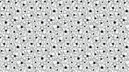 Seamless floral pattern background with black and white flowers for textile and wallpaper design use