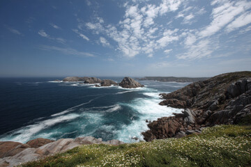 Fototapeta premium explore rugged coastline of chile where ultrabright cliffs meet deep blue ocean