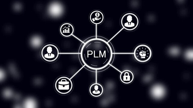 Animated plm infographic depicting connections and business concept visualization
