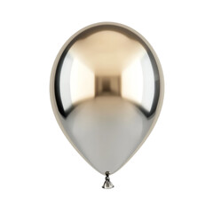 A single silver balloon floats elegantly against a colorful striped background joyful and celebratory