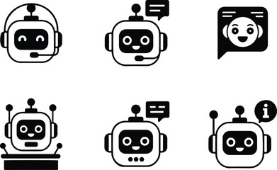 Chatbot and AI Assistant Icon Set . Chatbot and AI Assistant Icon vector illustration.