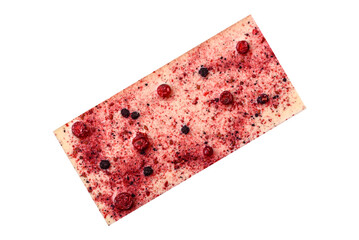 Bar sweet craft artisan chocolate with dried fruits made at home. Craft chocolate